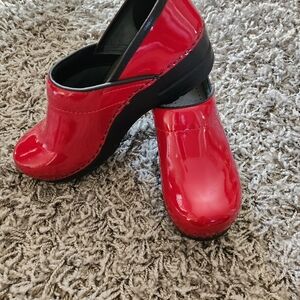 Sanita Red Patent Leather Clogs